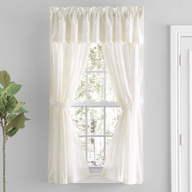 Simplicity Hemstitch 100% Cotton Rod Pocket Tailored Panel Pair with Tiebacks or Tailored Valance