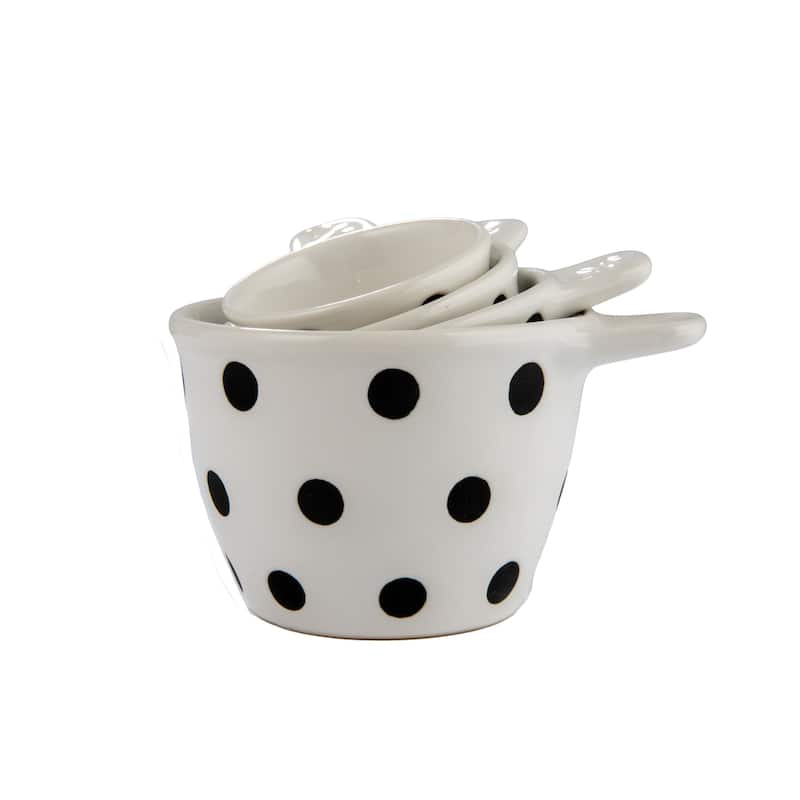 Ceramic Measuring Cups with Polka Dots - 4.6"L x 3.8"W x 2.5"H