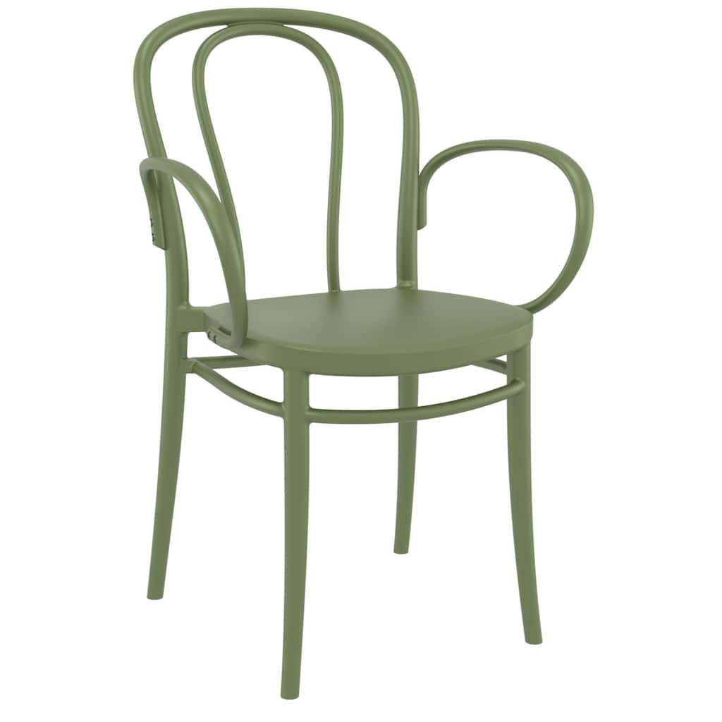 33.5" Olive Green Stackable Patio XL Dining Armchair