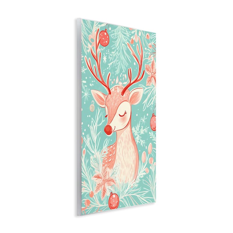 Stupell Pink & Blue Vintage Reindeer Wall Plaque Art Design By Arlington Prints
