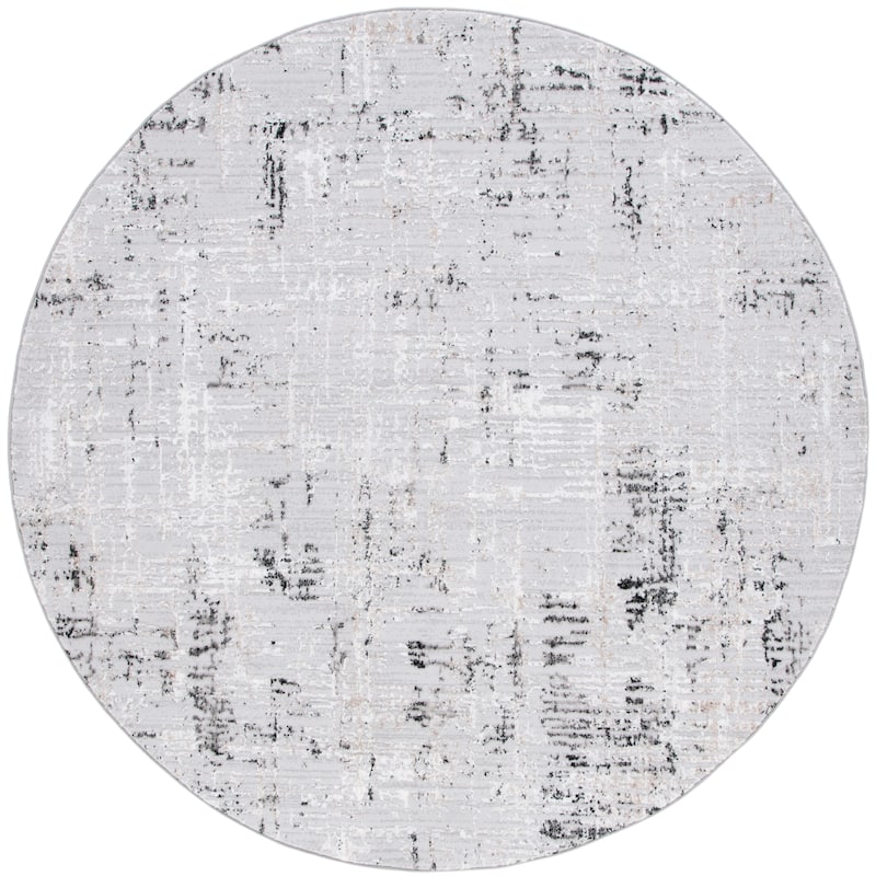 SAFAVIEH Parker Denise Glam Abstract Rug - 6'7" Round - Light Grey/Black
