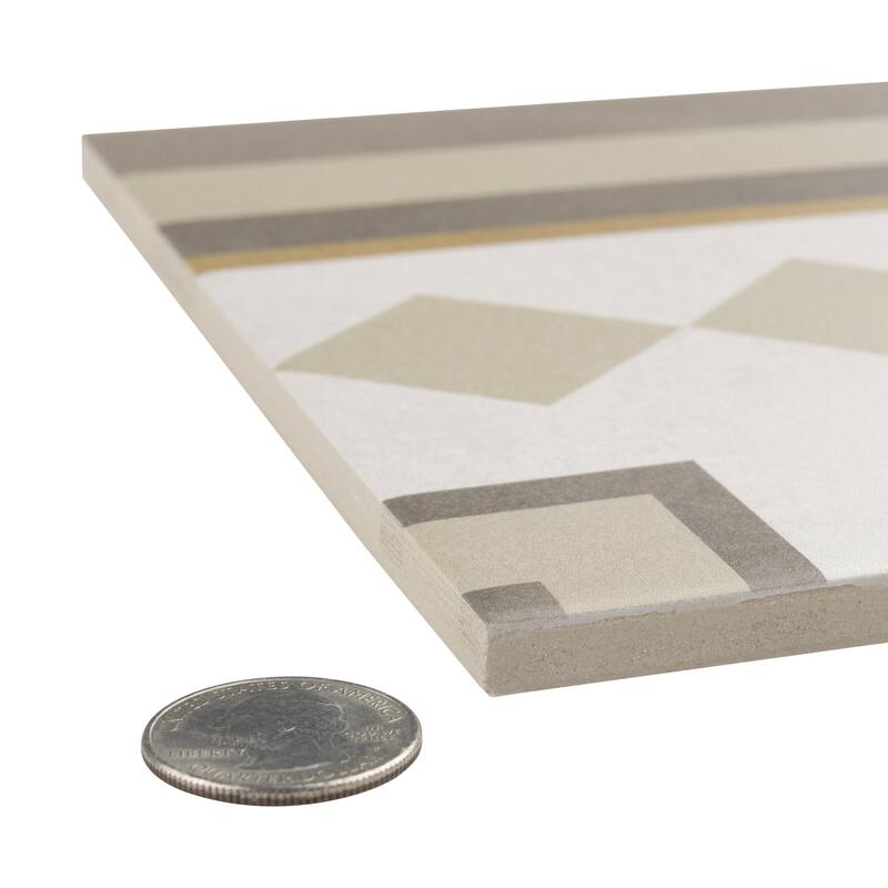 Merola Tile Caprice Loire Encaustic 7.86" x 7.86" Porcelain Floor and Wall Corner Tile - (1 Tile)