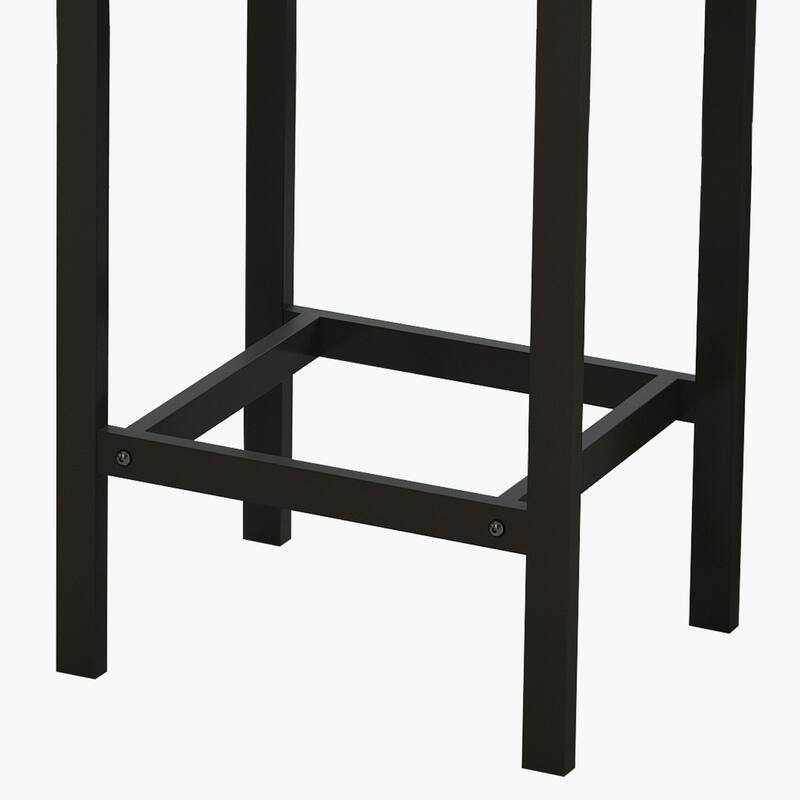 Long Dining Table Set with 3 Stools Pub Kitchen Set Side Table with Footrest