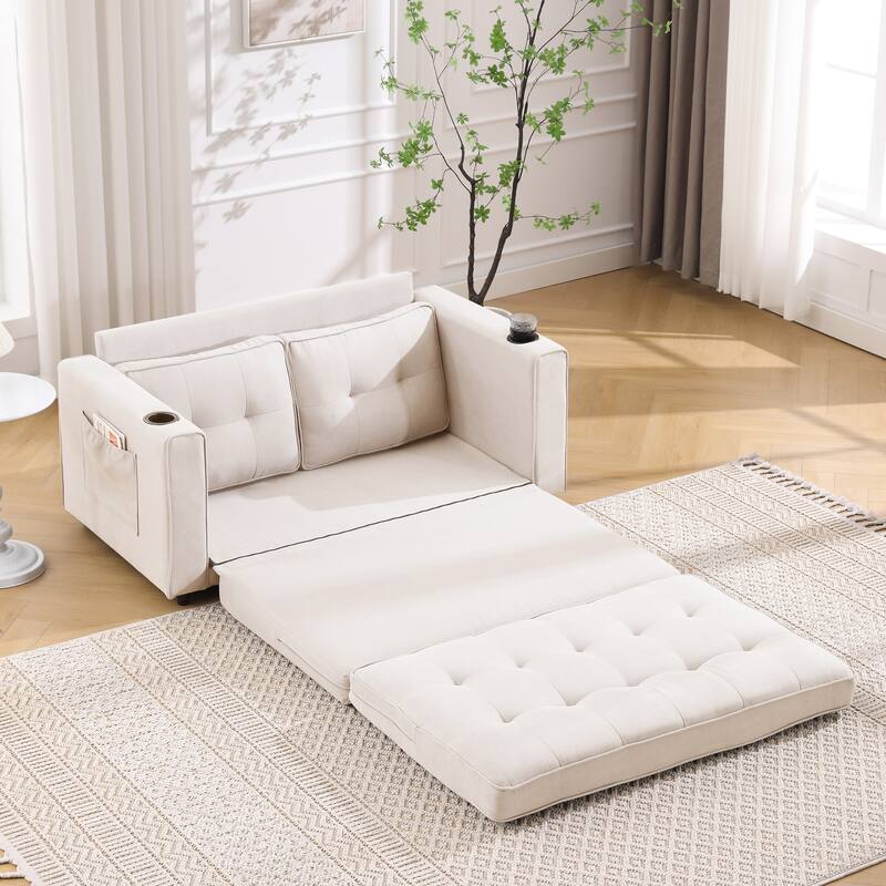 3-in-1 Upholstered Futon Sofa Convertible Floor Sofa bed