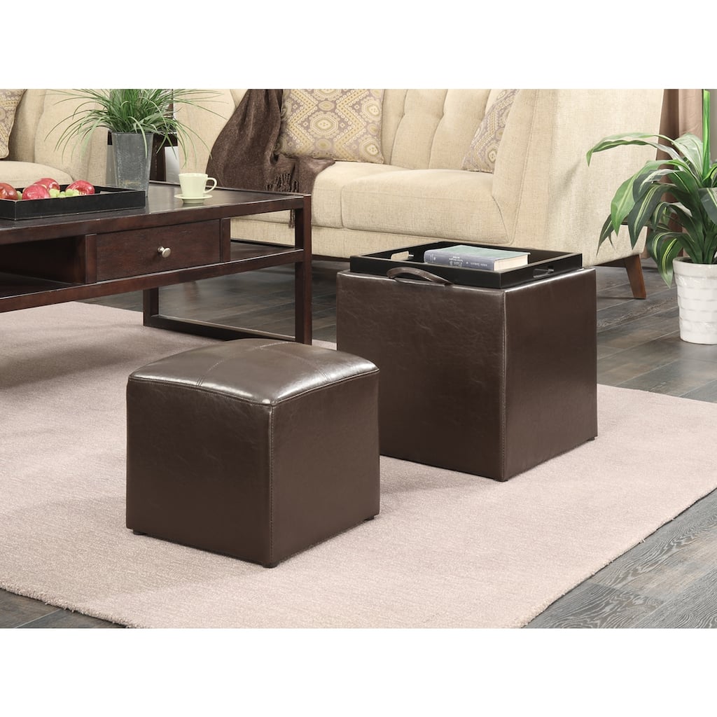 Single Ottoman with Stool - Space-Saving Design with Comfortable Seating and Storage for Bedroom, Office, or Living Room