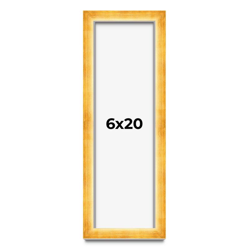 6x20 Shadow Box Frame Gold | 1.625 Inches Deep Real Wood Traditional