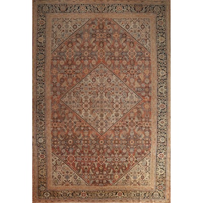 Hand Knotted Oriental 100% Wool Carpet Traditional Medallion Oranges & Rust Mahal Area Rug - 14' 5'' X 10' 11''