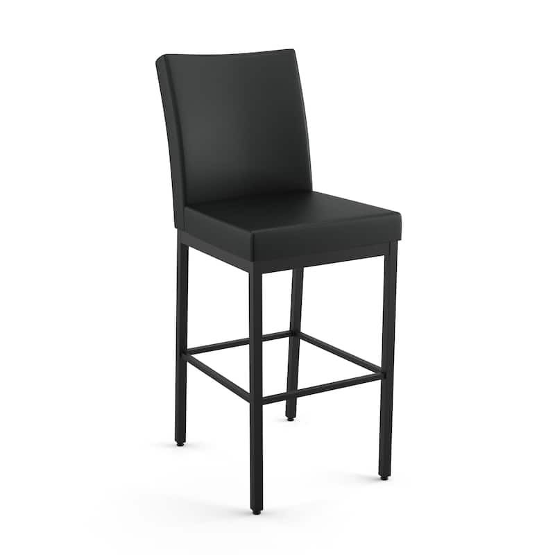 Amisco Perry Bar Stool - Black Faux Leather / Black Metal