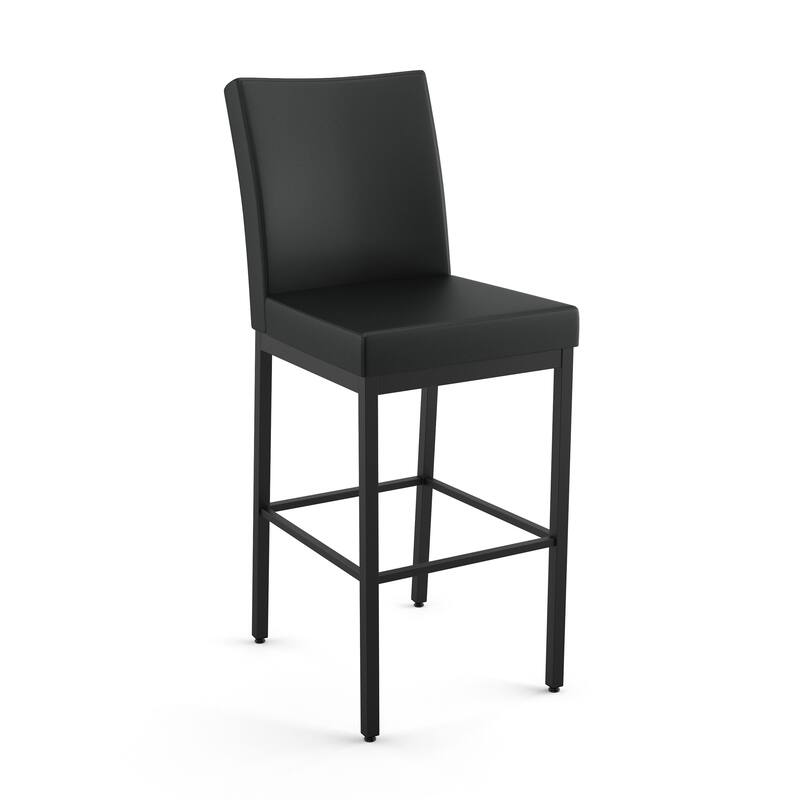 Amisco Perry Counter Stool - Black Faux Leather / Black Metal
