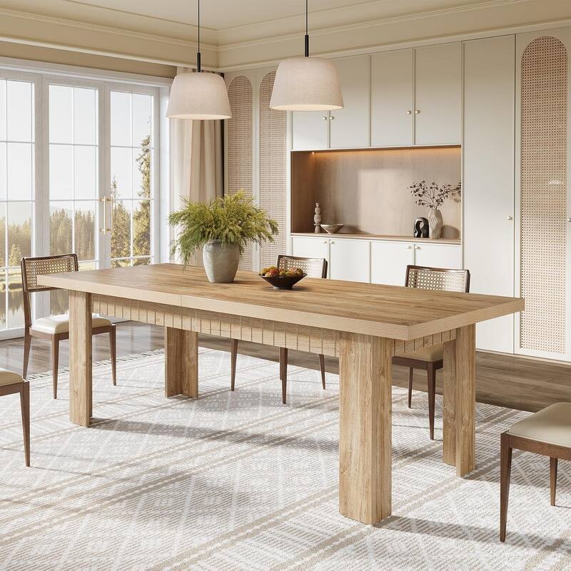 79" Long Kitchen Dining Table for 6-8 People, Rectangular Wooden Dinner Table