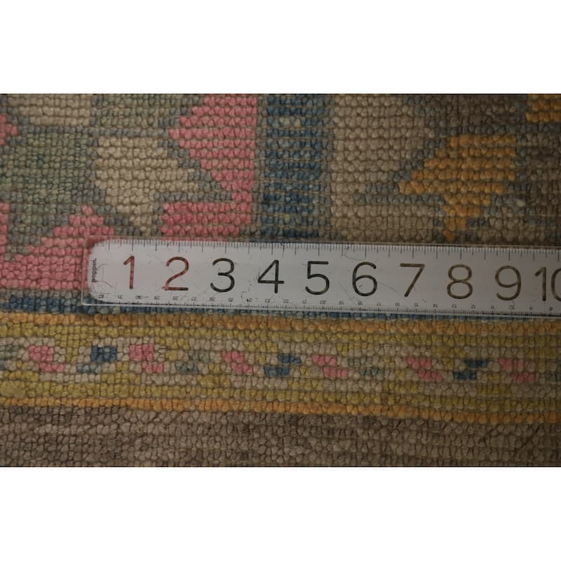 Hand Knotted Oriental 100% Wool Carpet Transitional All-Over Brown Oushak Area Rug - 20' 1'' X 5' 11''