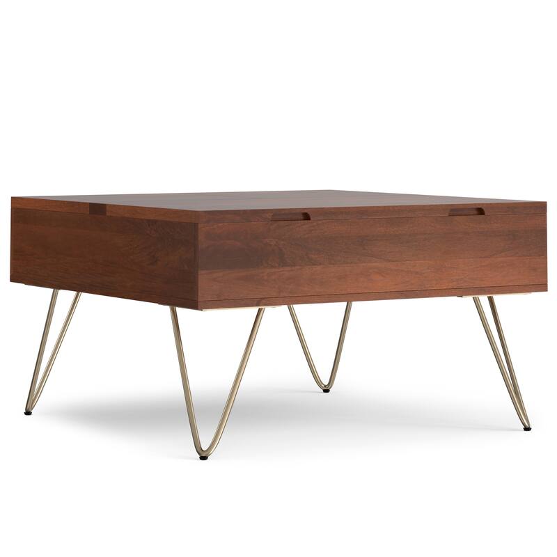 WYNDENHALL Moreno 32 inch Wide Square Industrial Lift Top Coffee Table - 32.1 x 32.1 x 18.1