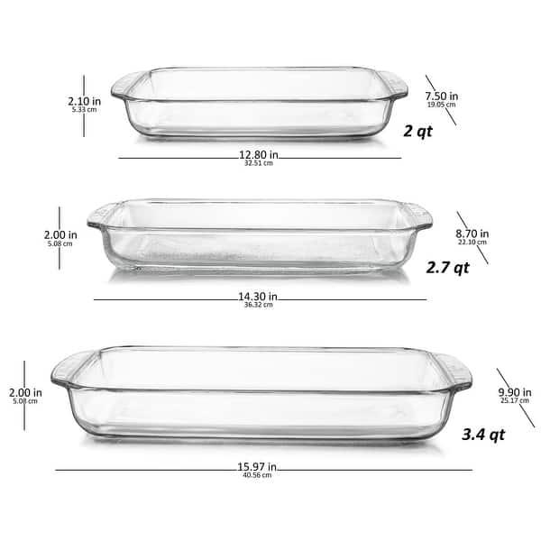 Libbey Baker's Basics 3-Piece Glass Casserole Baking Dish Set