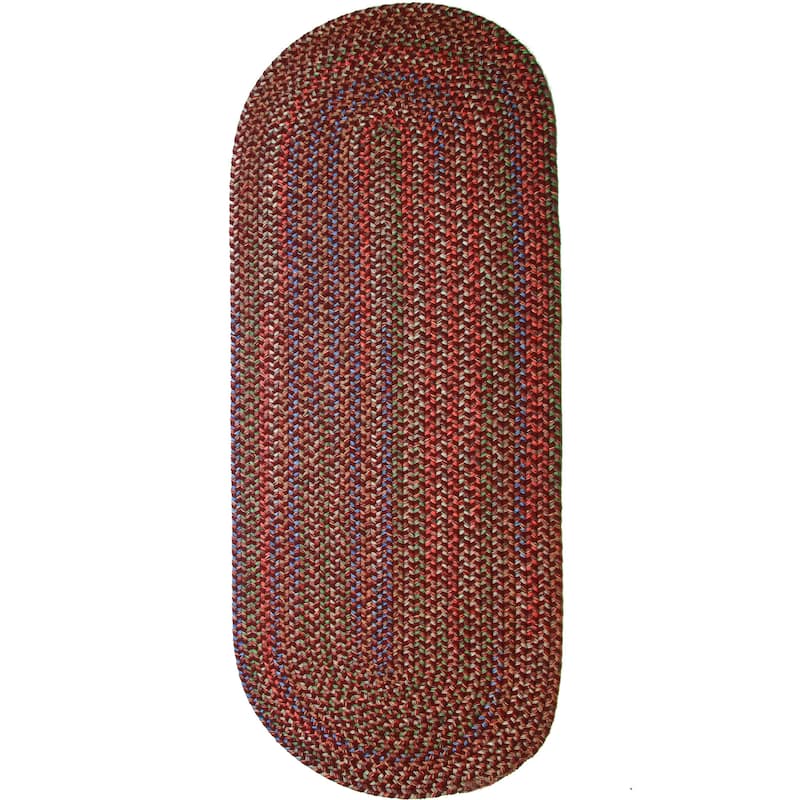 Rhody Rug Katie Indoor/ Outdoor Braided Area Rug - Burgundy - 2' x 6' Runner