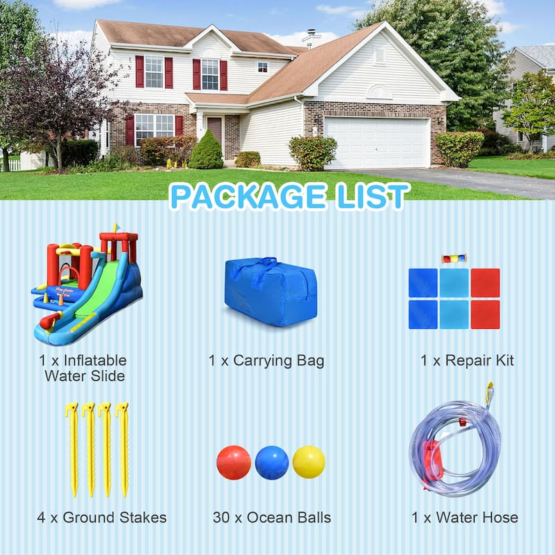 Gymax Kids Inflatable Bounce House Castle 9 in 1 Water Slide Park