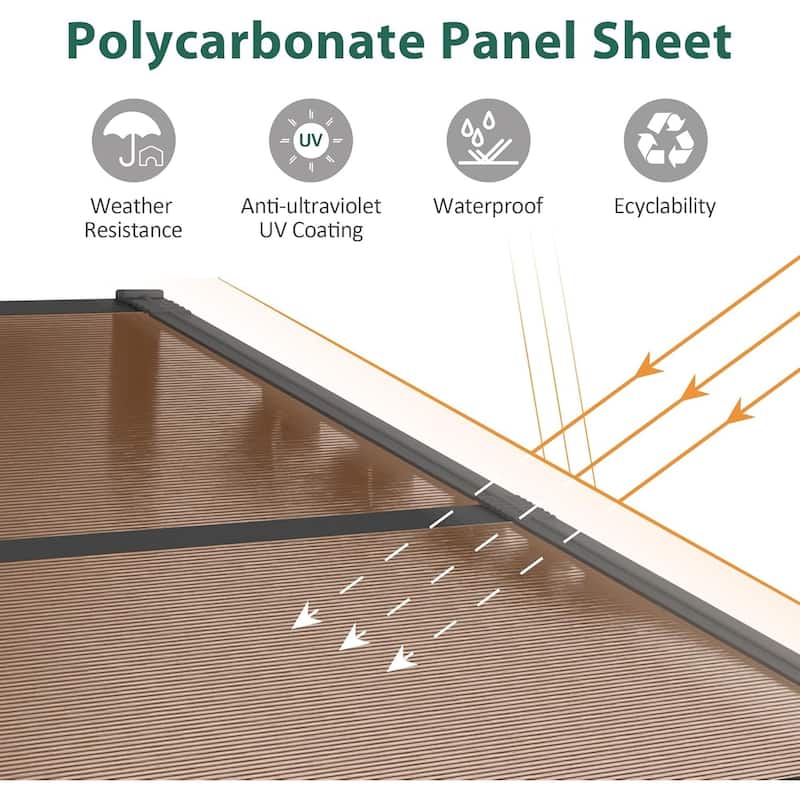 MCombo Window Awning Door Canopy Exterior 40'' x 80'', Polycarbonate Cover Front Door Outdoor Patio Awning Canopy