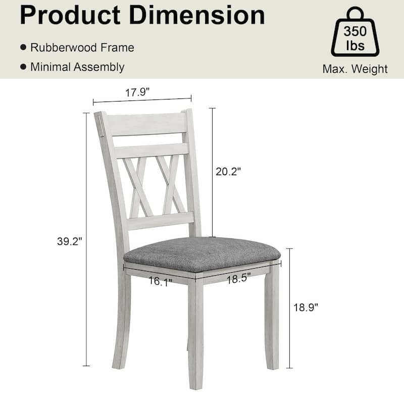 VECELO Solid Wood Dining Chairs with Linen Fabric Seating，Kitchen Chairs Set of 2/4/6
