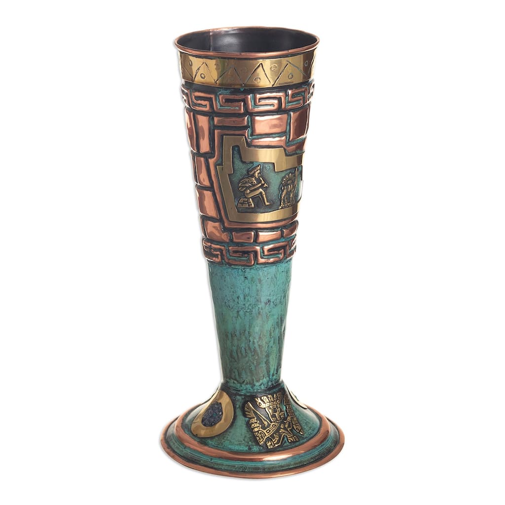 Novica Handmade Andean Ancestors Copper, Bronze And Sodalite Decorative Cup