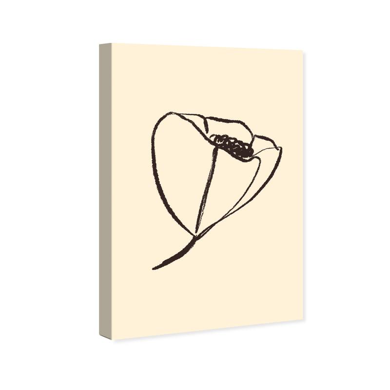 Wynwood Studio Canvas Abstract Minimalista Flower Black and Vanilla Modern & Contemporary Wall Art Canvas Print
