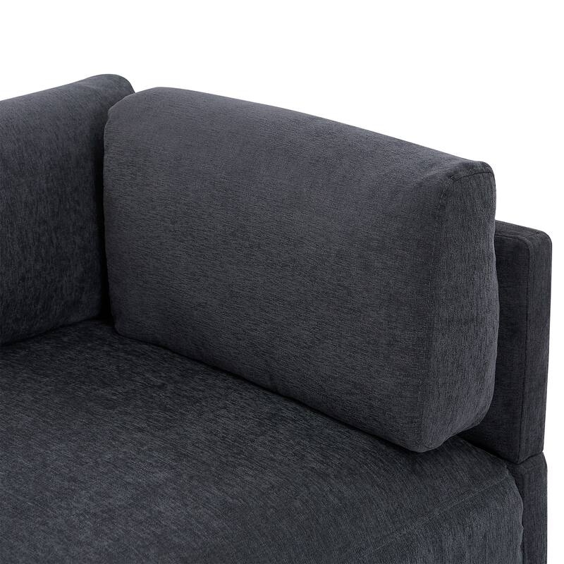 L Shaped Reversible Chaise Upholstery Sectional Sofa, Thick Backrest
