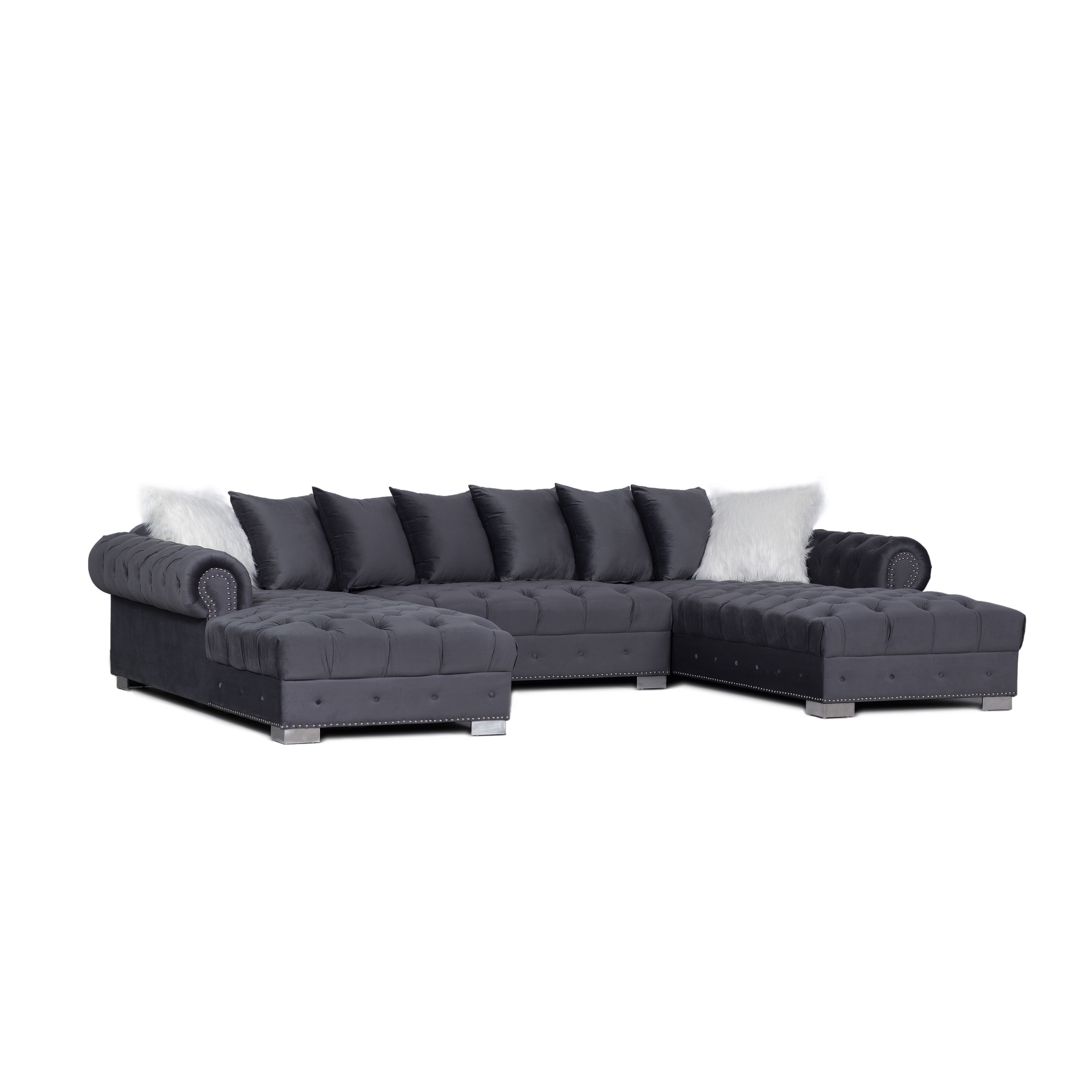 Tufted double store chaise sectional
