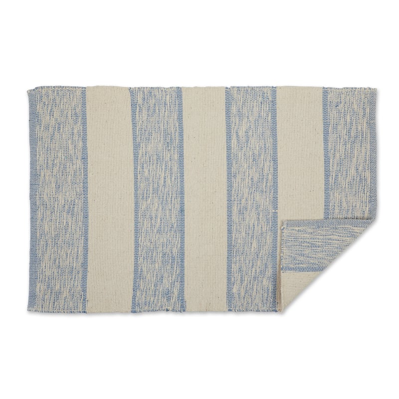 DII French Blue Variegated Plaid Recycled Yarn Rug (Set of 2) - Big