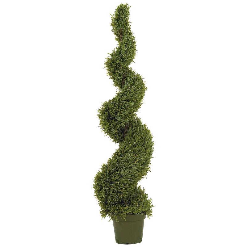 5Ft Spiral Silk Rosemary Tree - Realistic Artificial Indoor Plant Decor - 5ft.