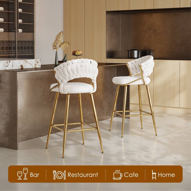 25.2" Modern Velvet Counter Stool with Gold Accents, Ergonomic Design & Plush Seat for Kitchen Island & Bar