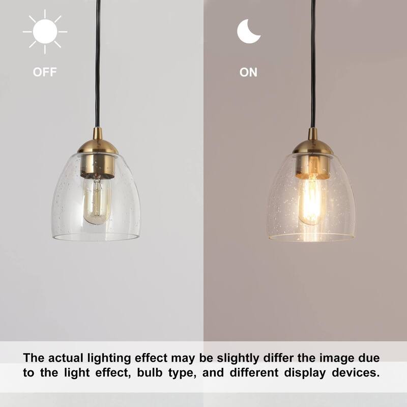 Modern Contemporary 1-Light Black Gold Glass Kitchen Island Lights for Dining Room - 5.5" D x 9" H