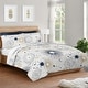 preview thumbnail 2 of 4, Star and Moon Collection Boy Girl 3pc Full Queen Comforter Set - Navy Blue Gold Grey Celestial Sky Stars Gender Neutral Unisex