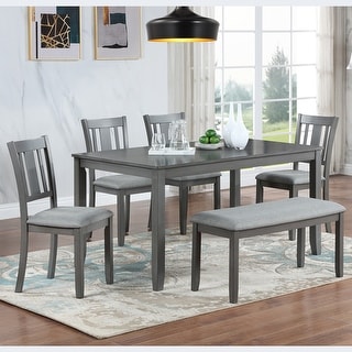 6 Piece Kitchen Dining Set, Rectangular Wooden Dining Table with 4 ...