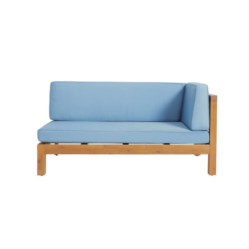 Brava Outdoor Acacia Wood X-Back Patio Sectional Sofa by Christopher Knight Home