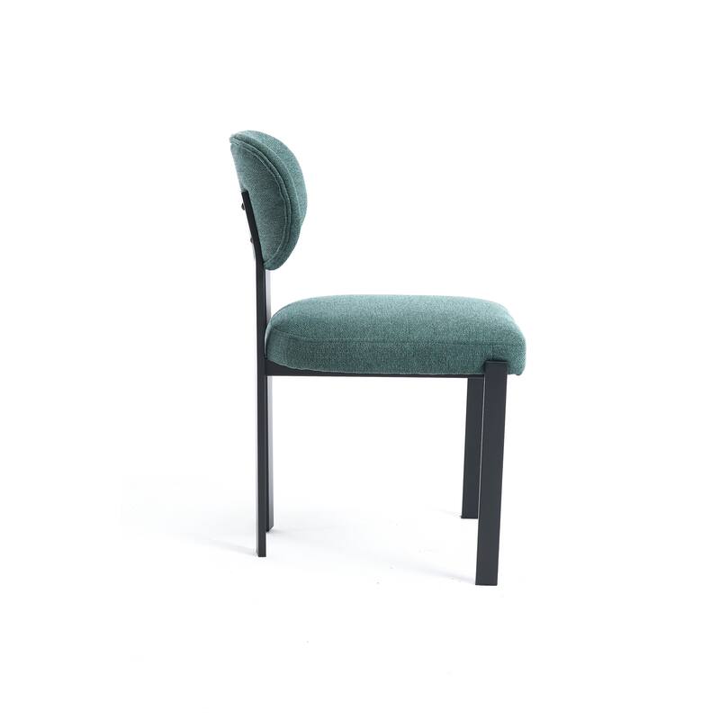 Modern Dining Room Chairs, Mid-Century Upholstered Boucle Kitchen Dining Chairs with Black Metal Legs