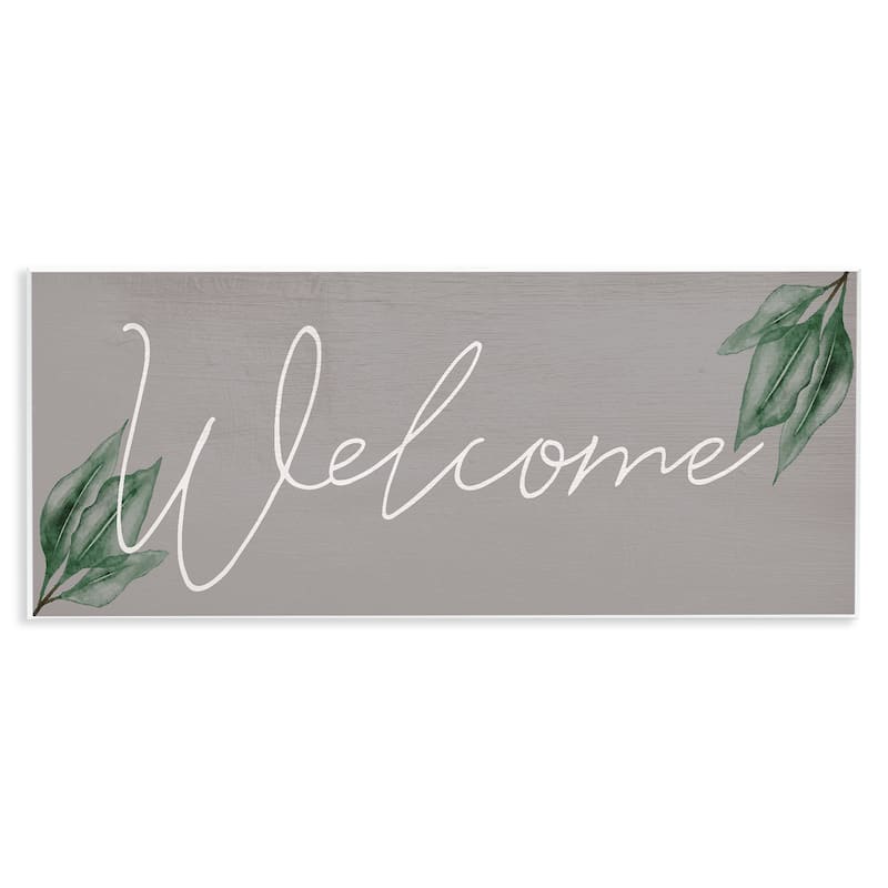 Stupell Welcome on Grey with Herbs Wall Plaque Art Design By Lil' Rue - 17 x 7