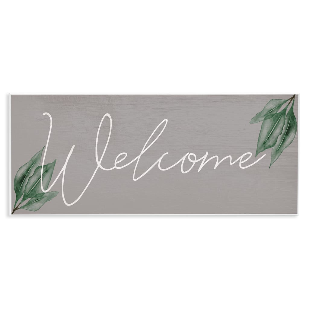 Stupell Welcome on Grey with Herbs Wall Plaque Art Design By Lil' Rue