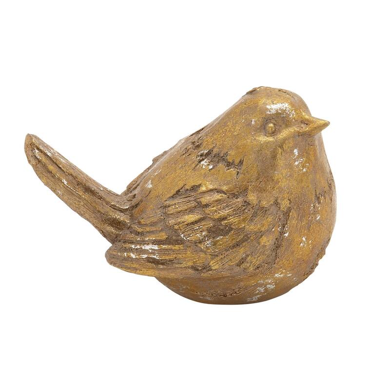 Polystone Bird Decorative Sculpture - Set of 2 Silver or Gold - Roche River Decor