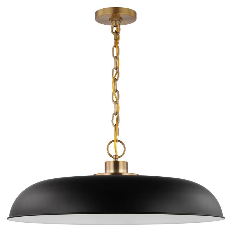 Colony 1 Light Large Pendant Matte Black with Burnished Brass