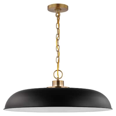 Colony 1 Light Large Pendant Matte Black with Burnished Brass