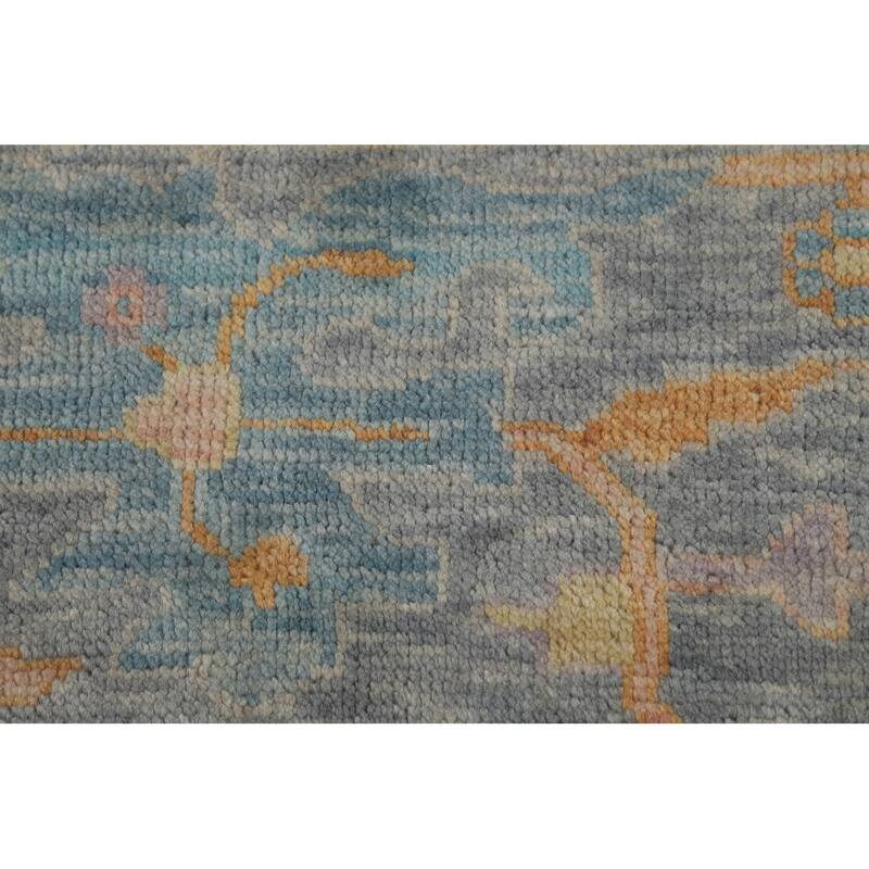 All-Over Floral Oushak Oriental Area Rug Hand-Knotted Wool Carpet - 8'10" x 11'9"