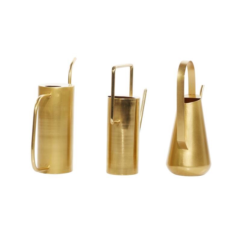 Gold Metal Watering Can Indoor Outdoor Planter (Set of 3) - 12 x 4 x 11Round