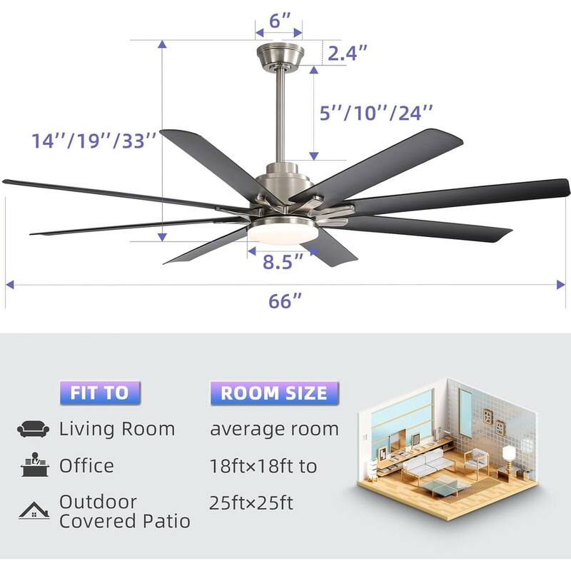 Modern Ceiling Fan With Light Smart Life APP Remote Control Timer For Alexa Google Bedroom Farmhouse