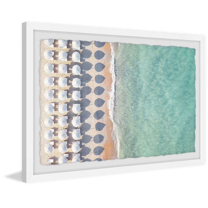 'White Sun Umbrellas' Framed Painting Print