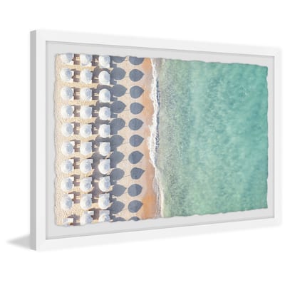 'White Sun Umbrellas' Framed Painting Print