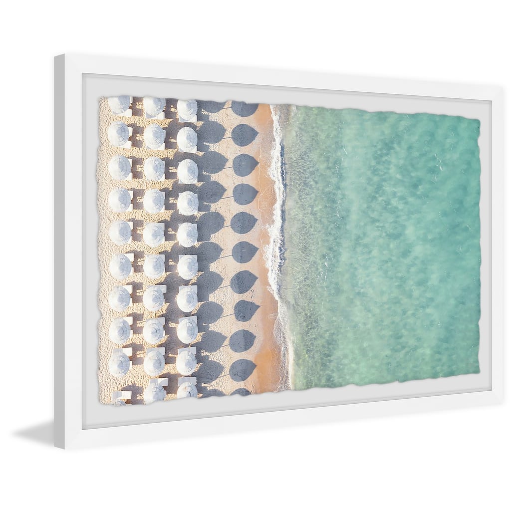 'White Sun Umbrellas' Framed Painting Print