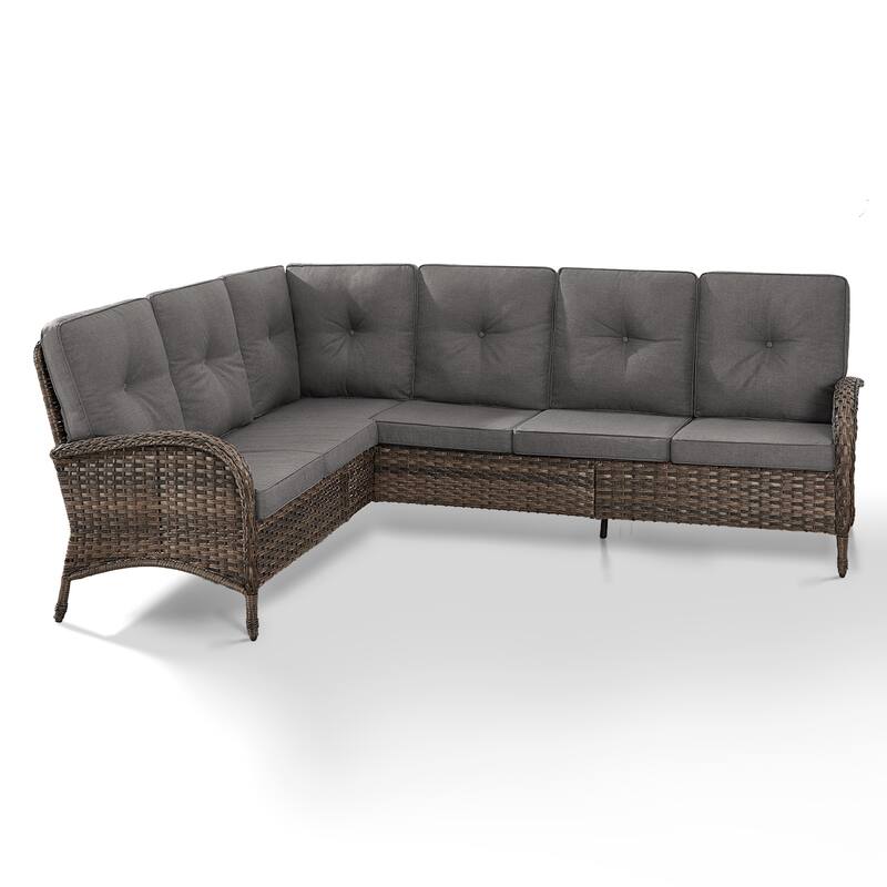 Gymojoy L-Shaped Outdoor Sectional Sofa Set, PE Wicker Couch with Water-Resistant Olefin Cushions