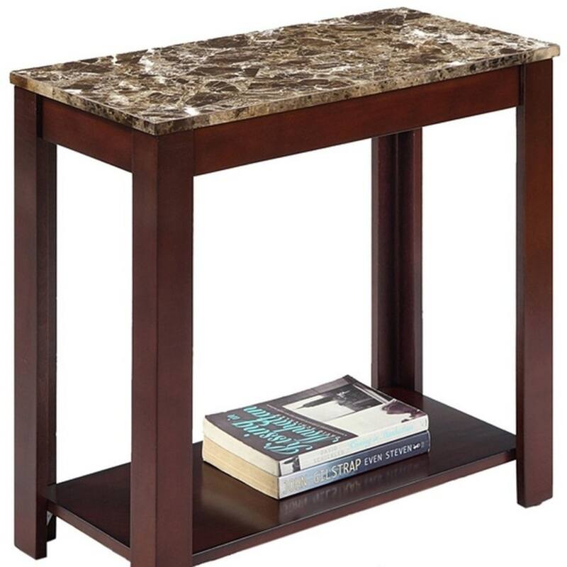 24 Inch Brown End Table with Shelf for Living Room or Bedroom - 24" x 12" x 24"