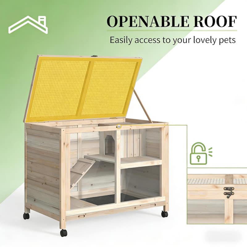 Bunny Cage,Small Rabbit Hutch,Spacious Pet House is designed for convenient cleaning - Natural