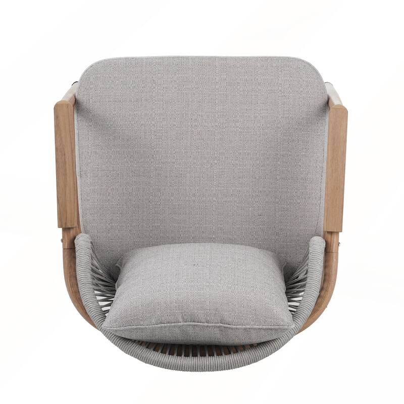Outdoor Rope Club Chair with Gray Cushion Set of 2
