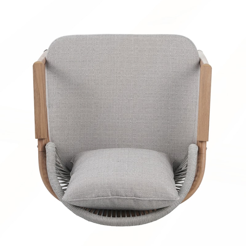 Outdoor Rope Club Chair with Textured Taupe Cushion Set of 1