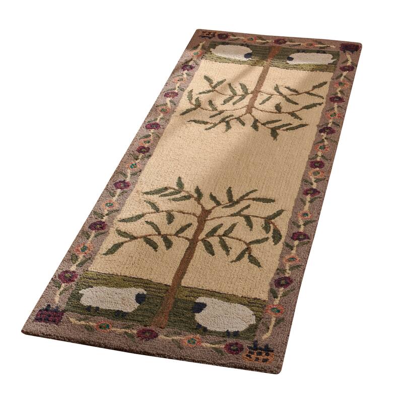 Park Designs Willow & Sheep Hooked Indoor Rug Runner - 2'x6'
